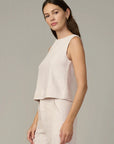 Boat Neck Shell Top - Beige Stripe
