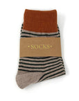 Two Tone Stripe Sock - Rust & Mocha