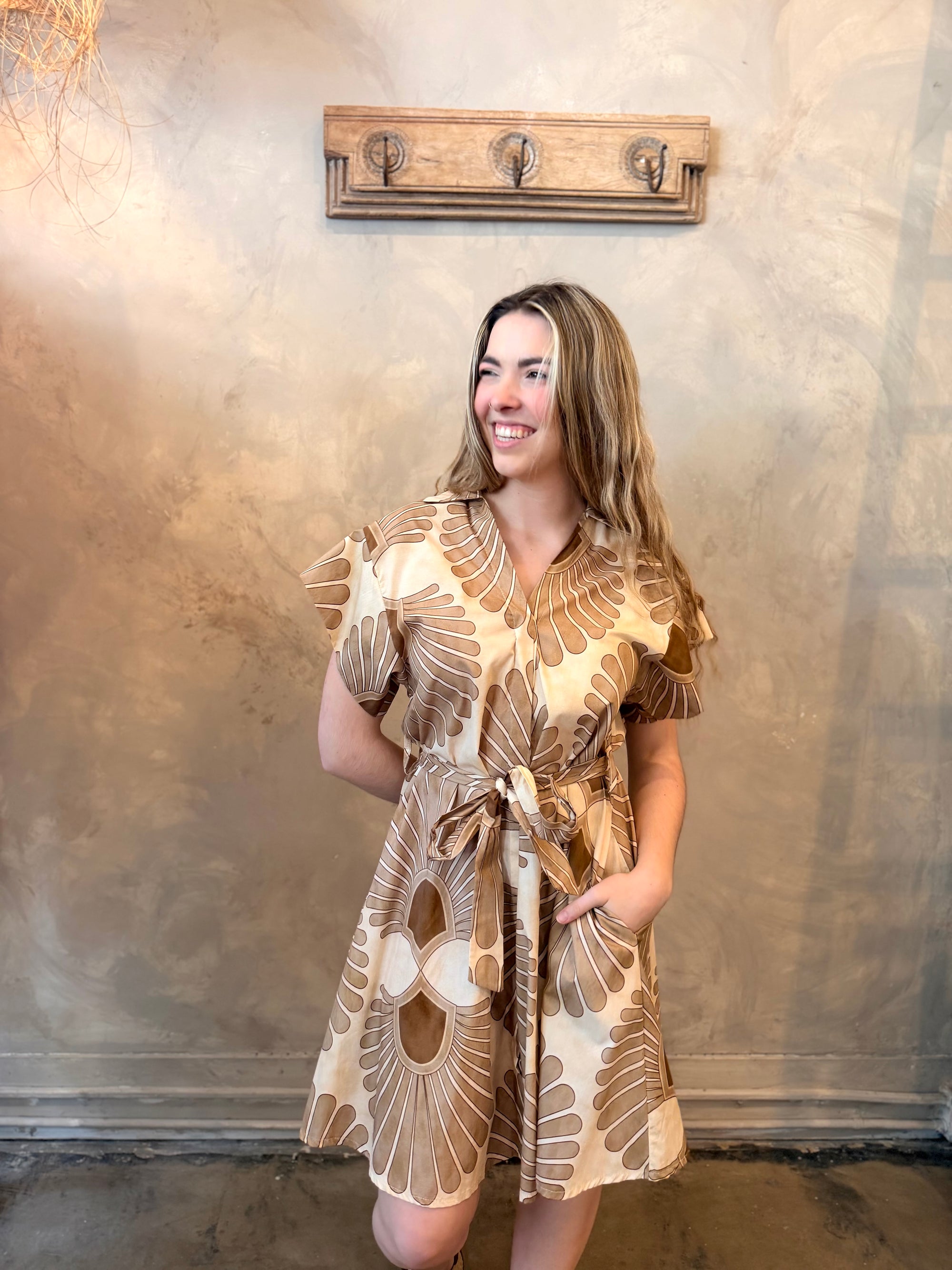 Cynthia Dress - Mocha Frond
