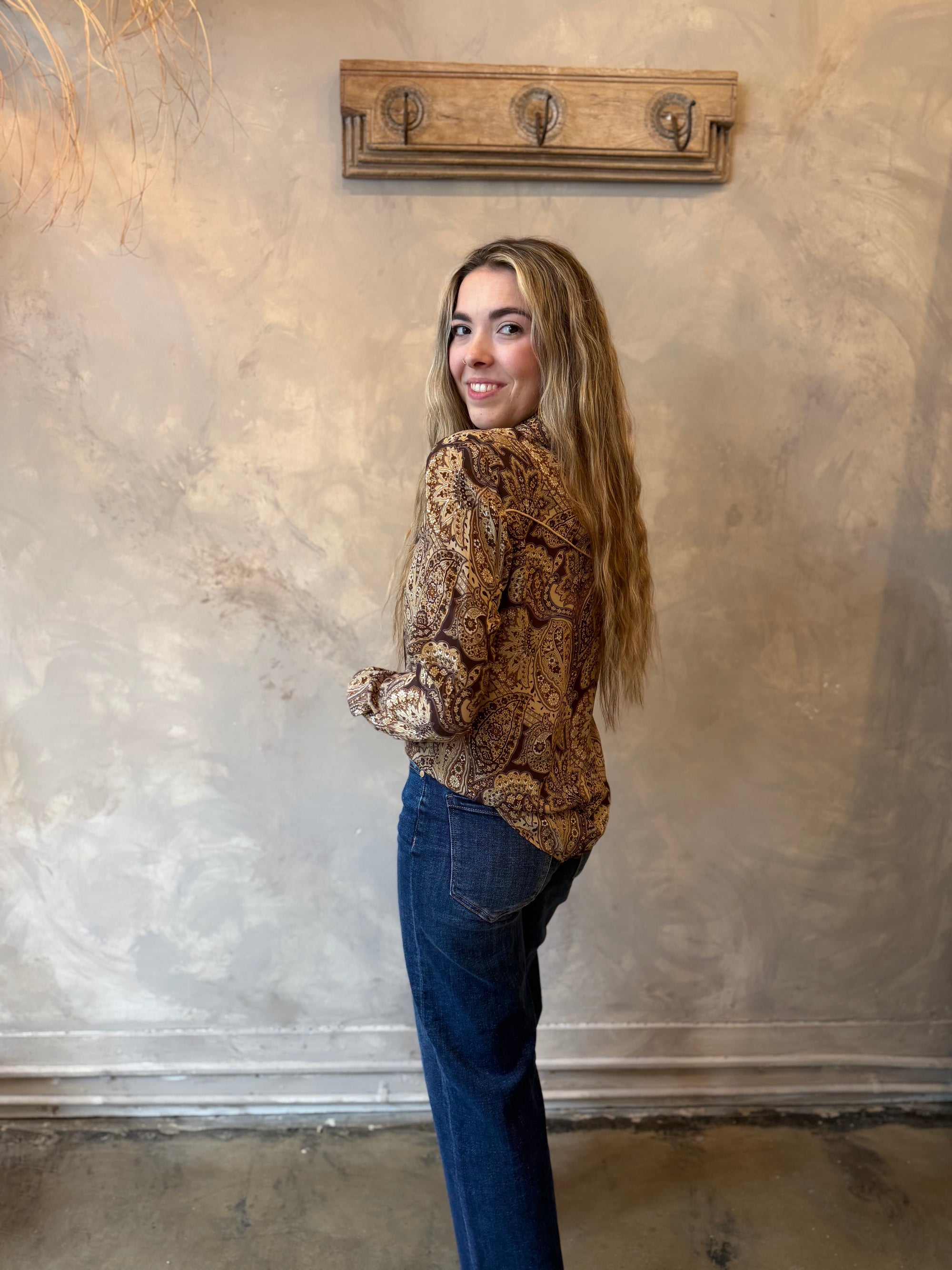 Florence Blouse - Khaki Paisley