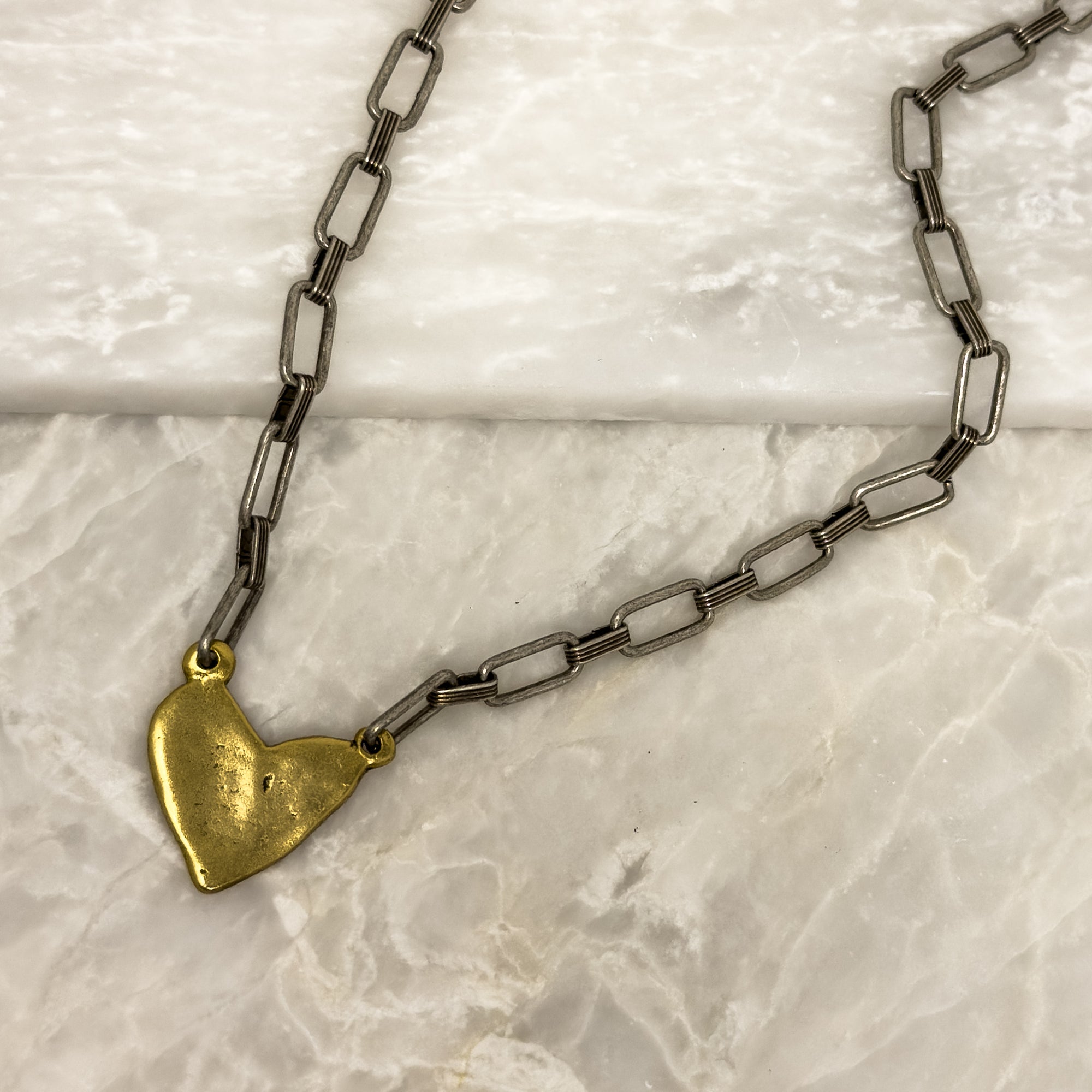 Mixed Metal Heart Necklace