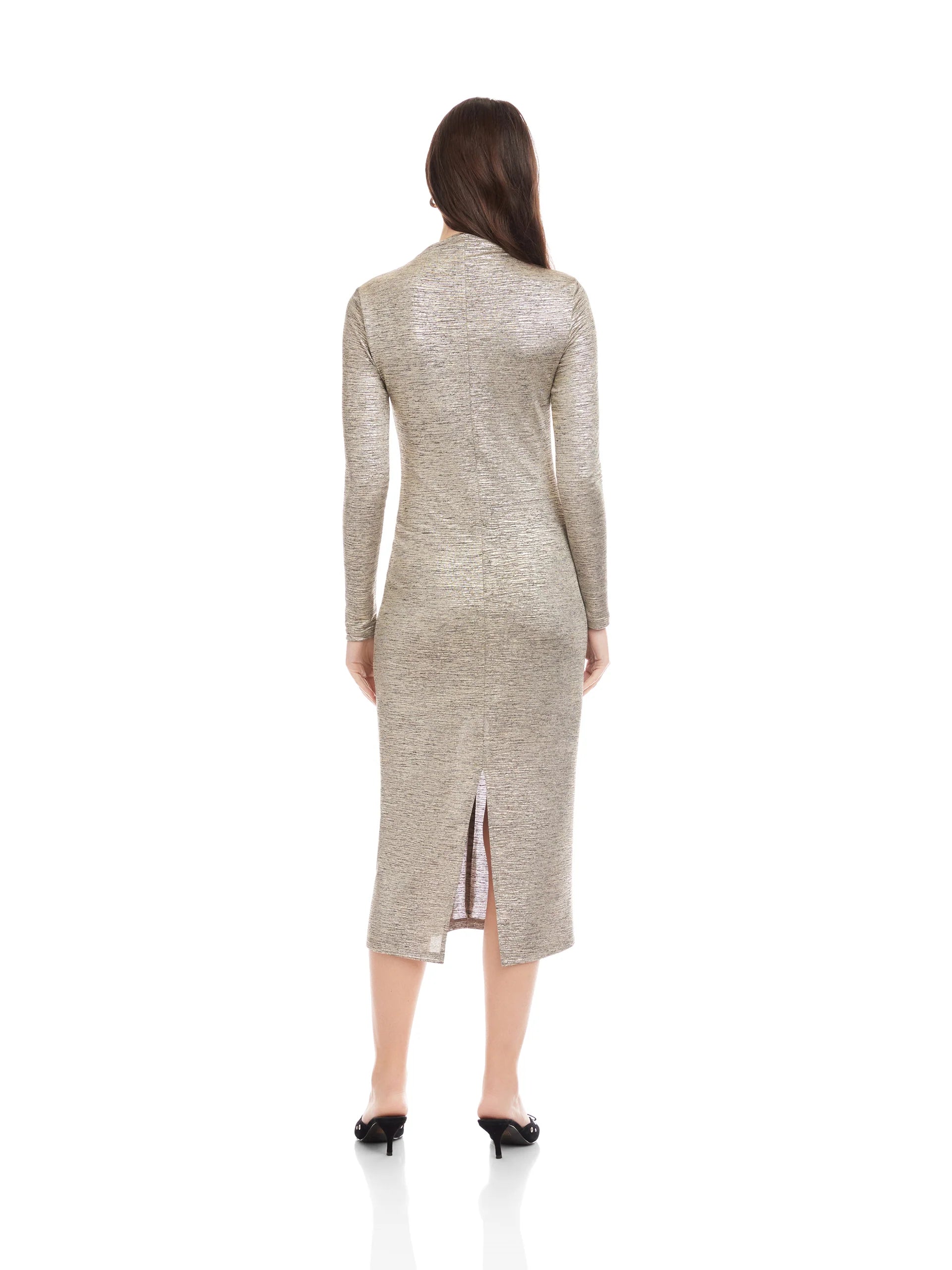 Ruched Selena Midi Dress - Gold