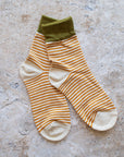 Two Tone Stripe Sock - Olive & Oat