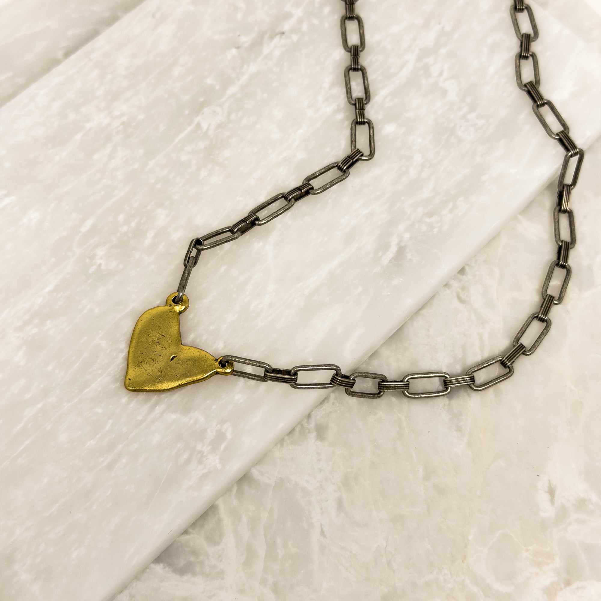 Mixed Metal Heart Necklace