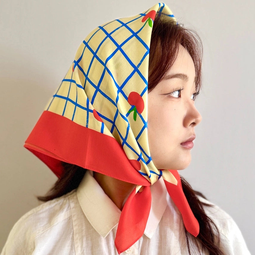 Apple Cat Cotton Silk Bandana