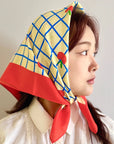 Apple Cat Cotton Silk Bandana