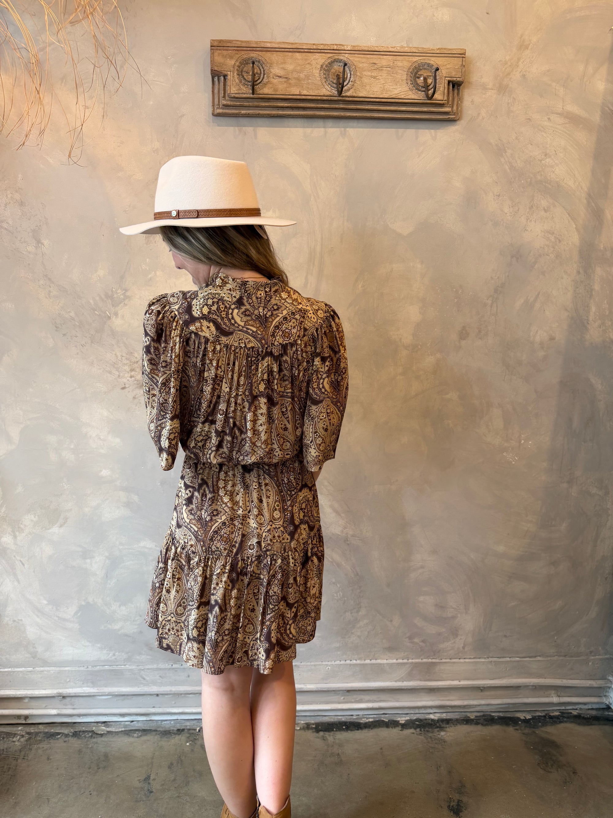 Adelyn Dress - Khaki Paisley