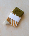 Two Tone Stripe Sock - Olive & Oat