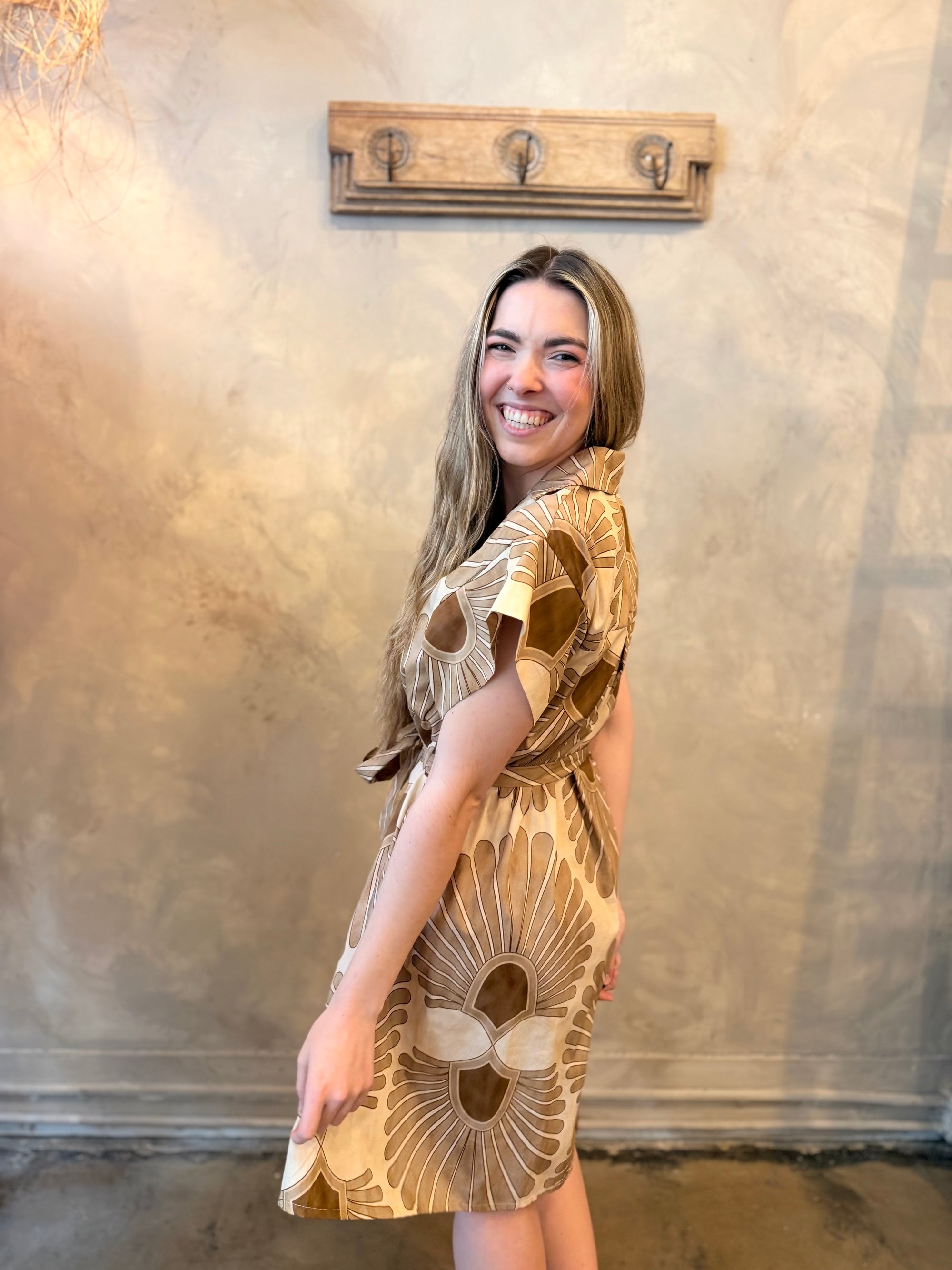 Cynthia Dress - Mocha Frond