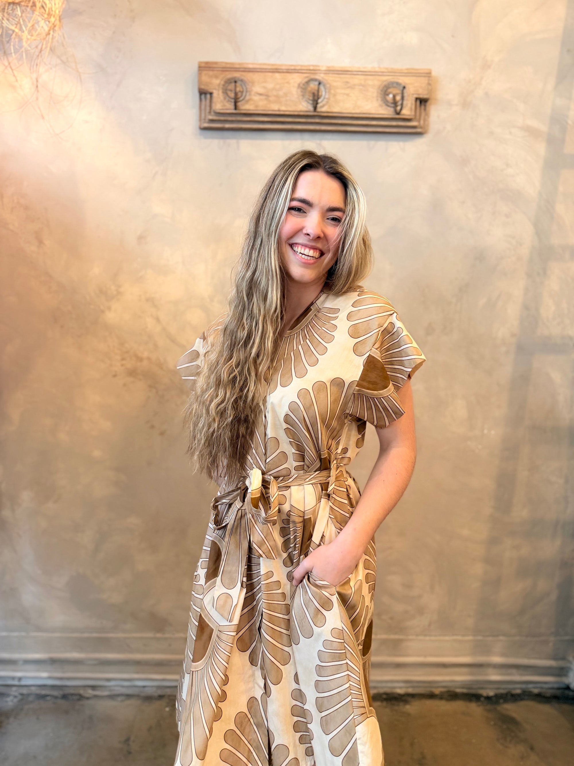 Cynthia Dress - Mocha Frond