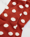 Polka Dot Puff Sock - Brick