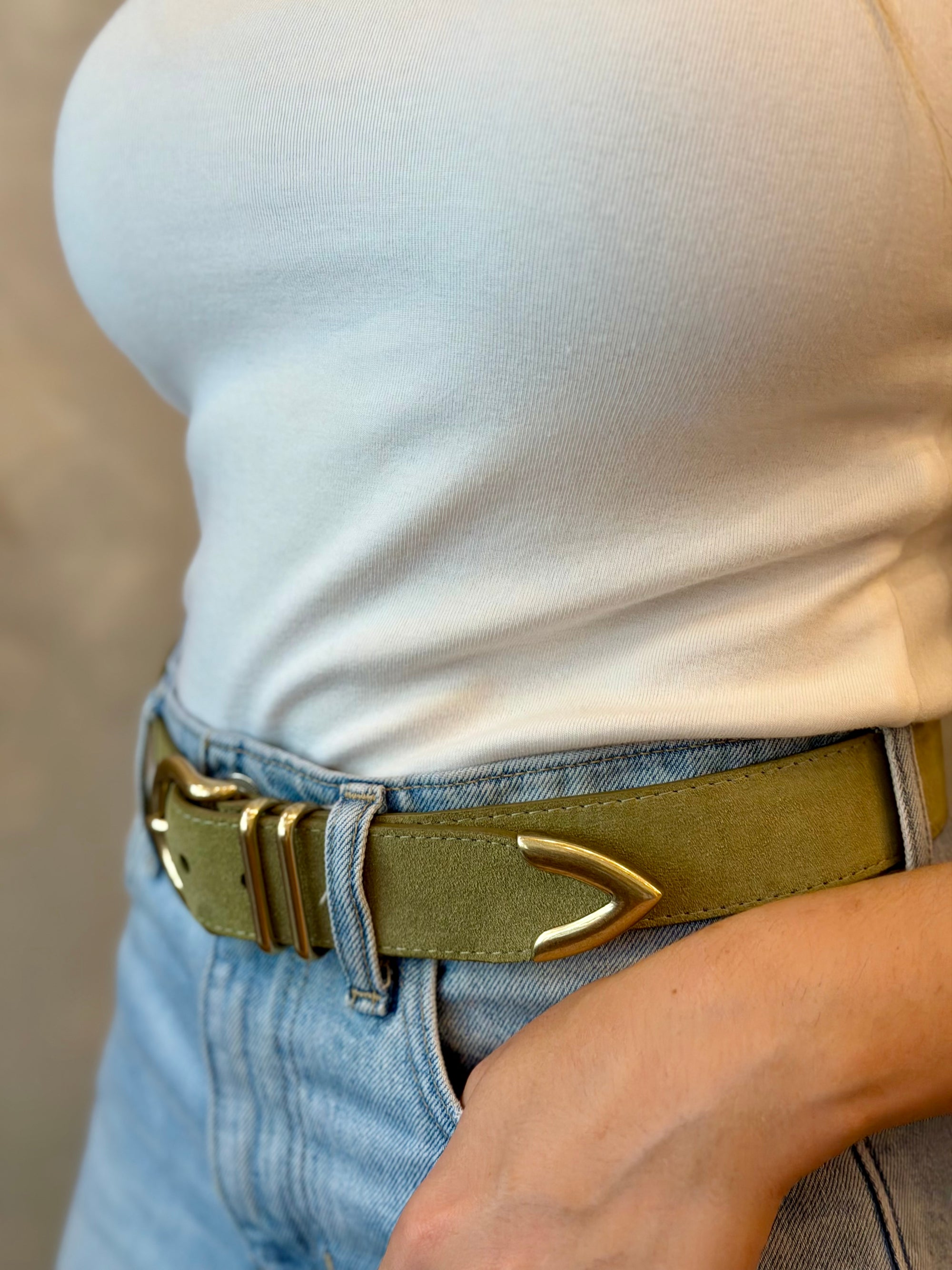Fayla Belt - Olive Suede
