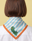 Green Cat Stripe Cotton Bandana