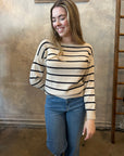 Callie Stripe Sweater - Navy & Latte