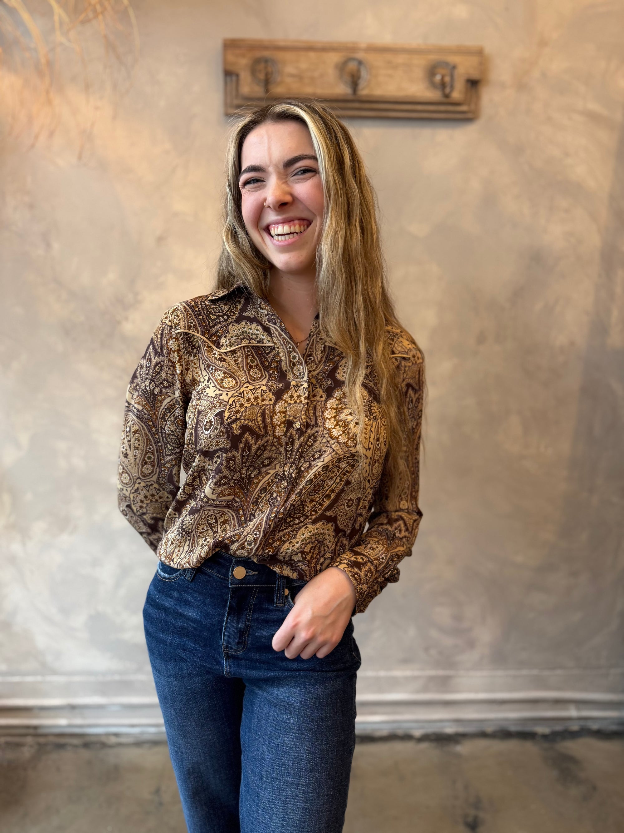 Florence Blouse - Khaki Paisley