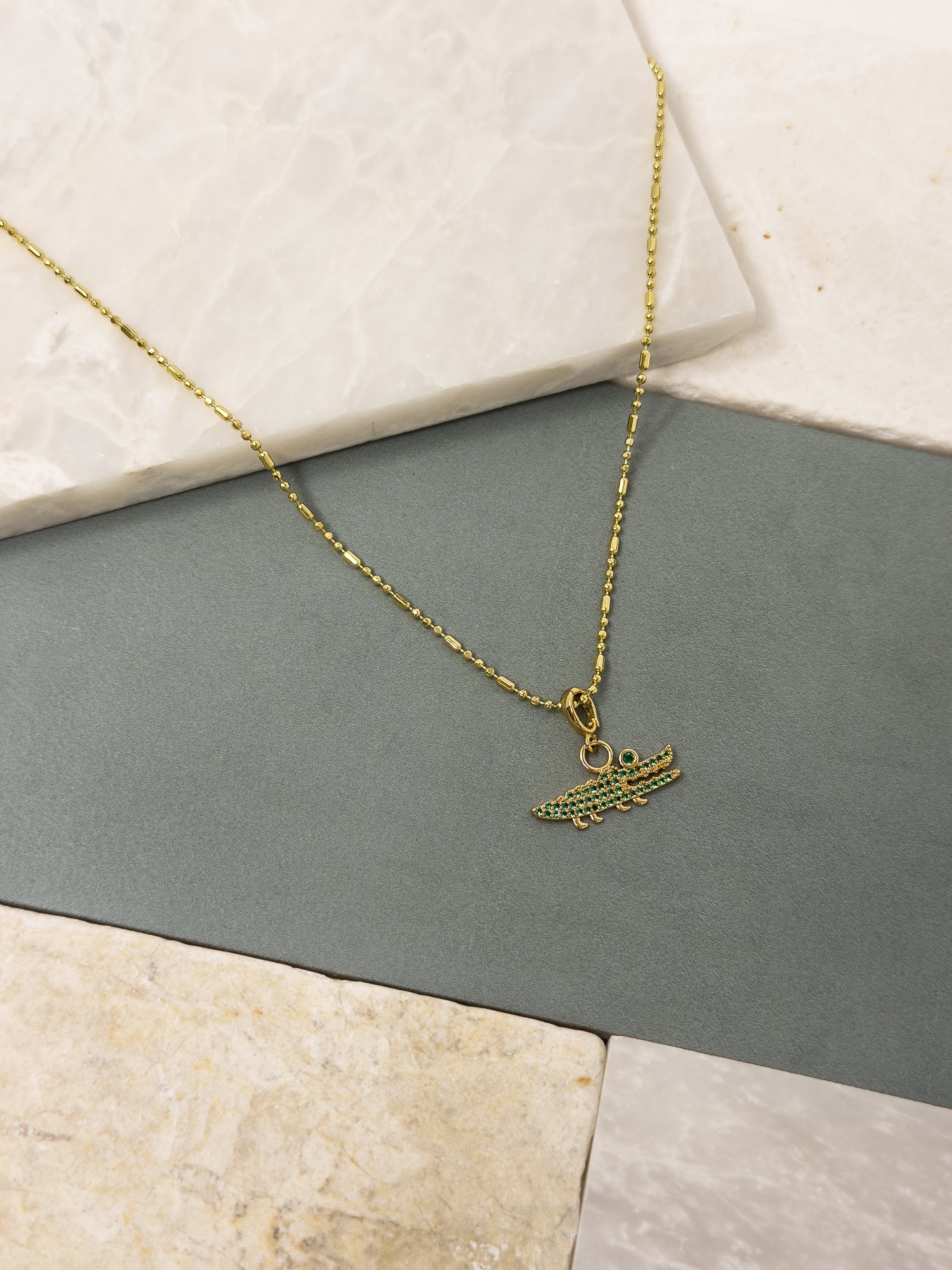 Figgy Emerald CZ Alligator Charm