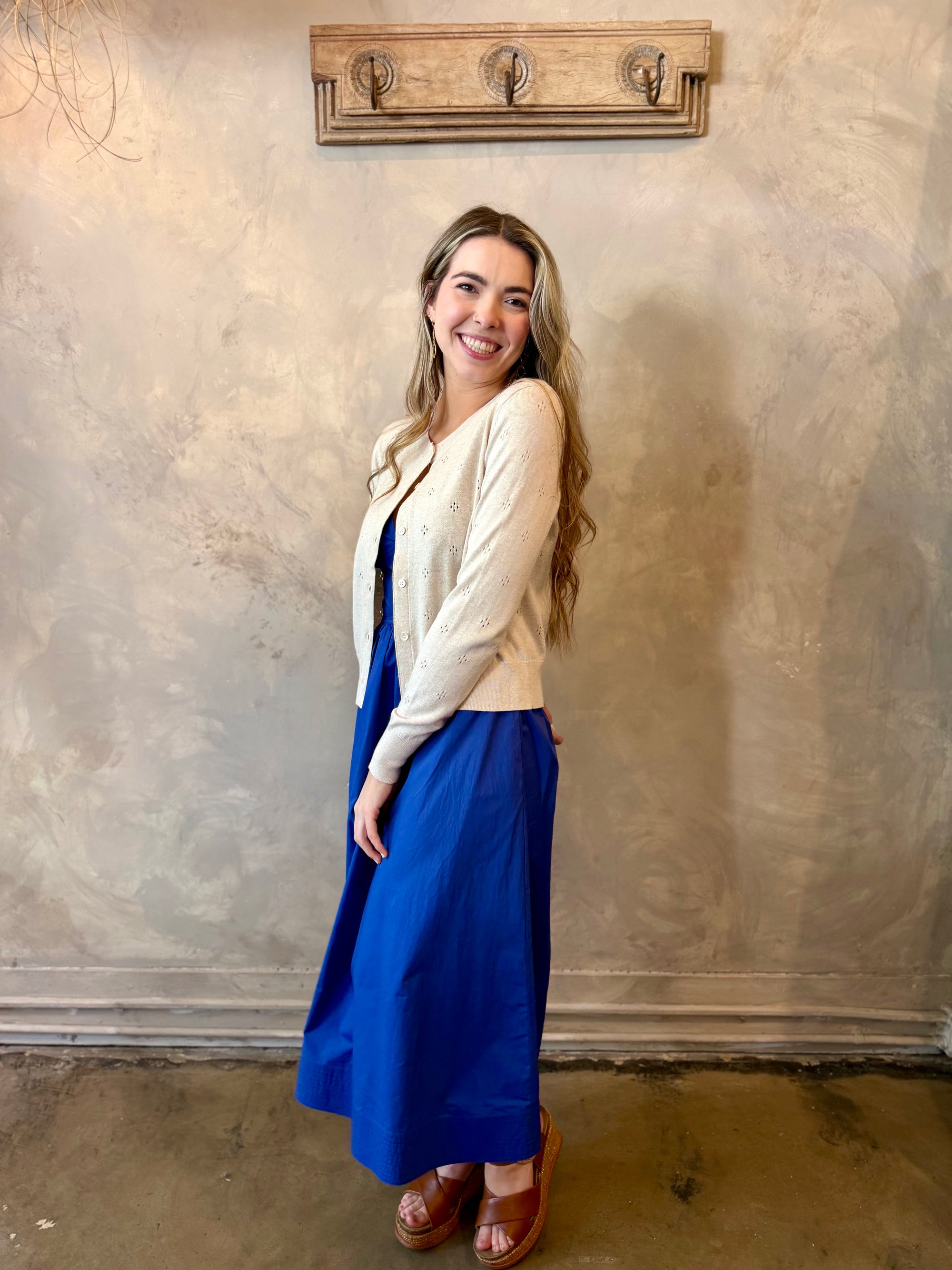 Pointelle Cardigan - Oatmeal
