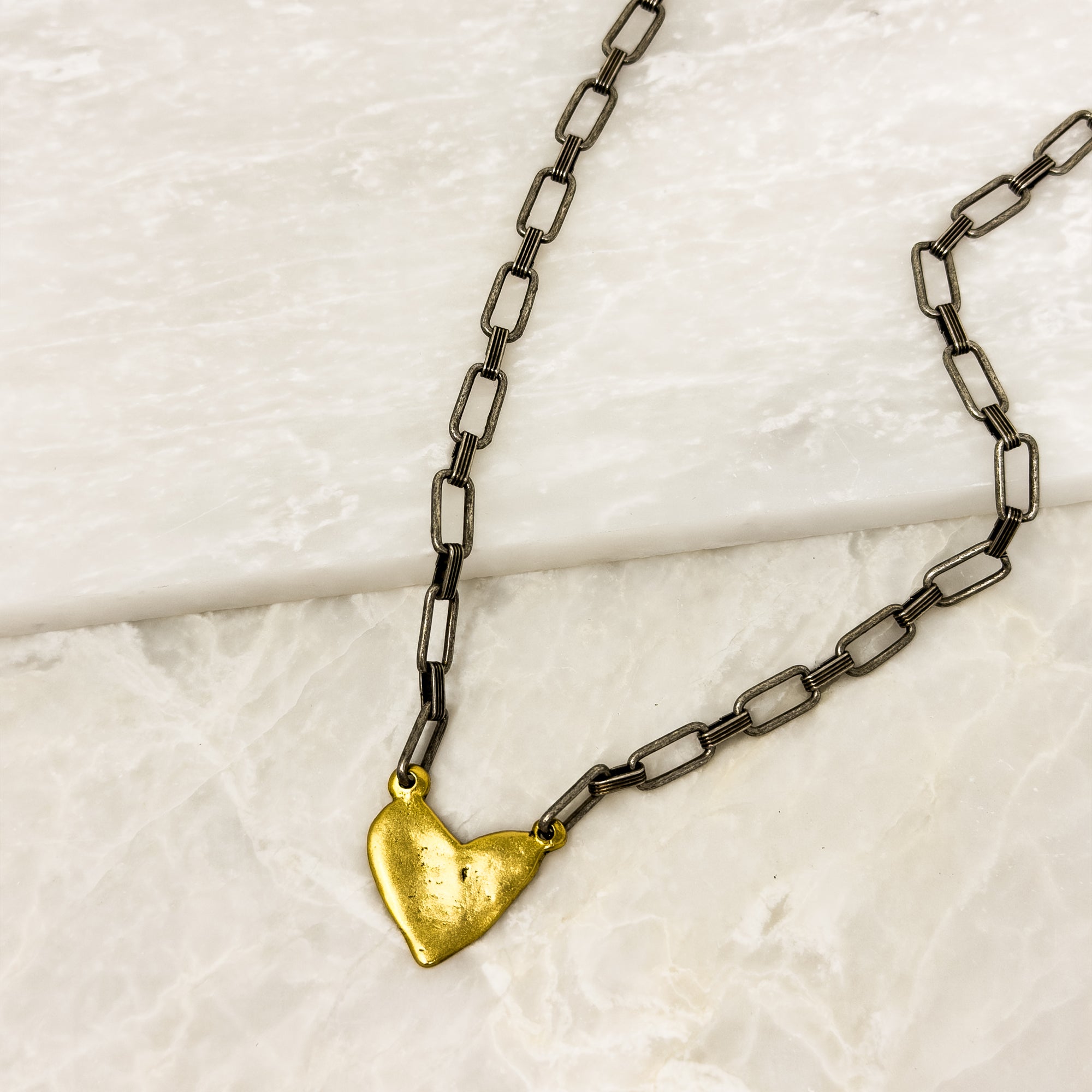 Mixed Metal Heart Necklace