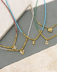 Figgy Blush Bead Necklace & Heart Charm