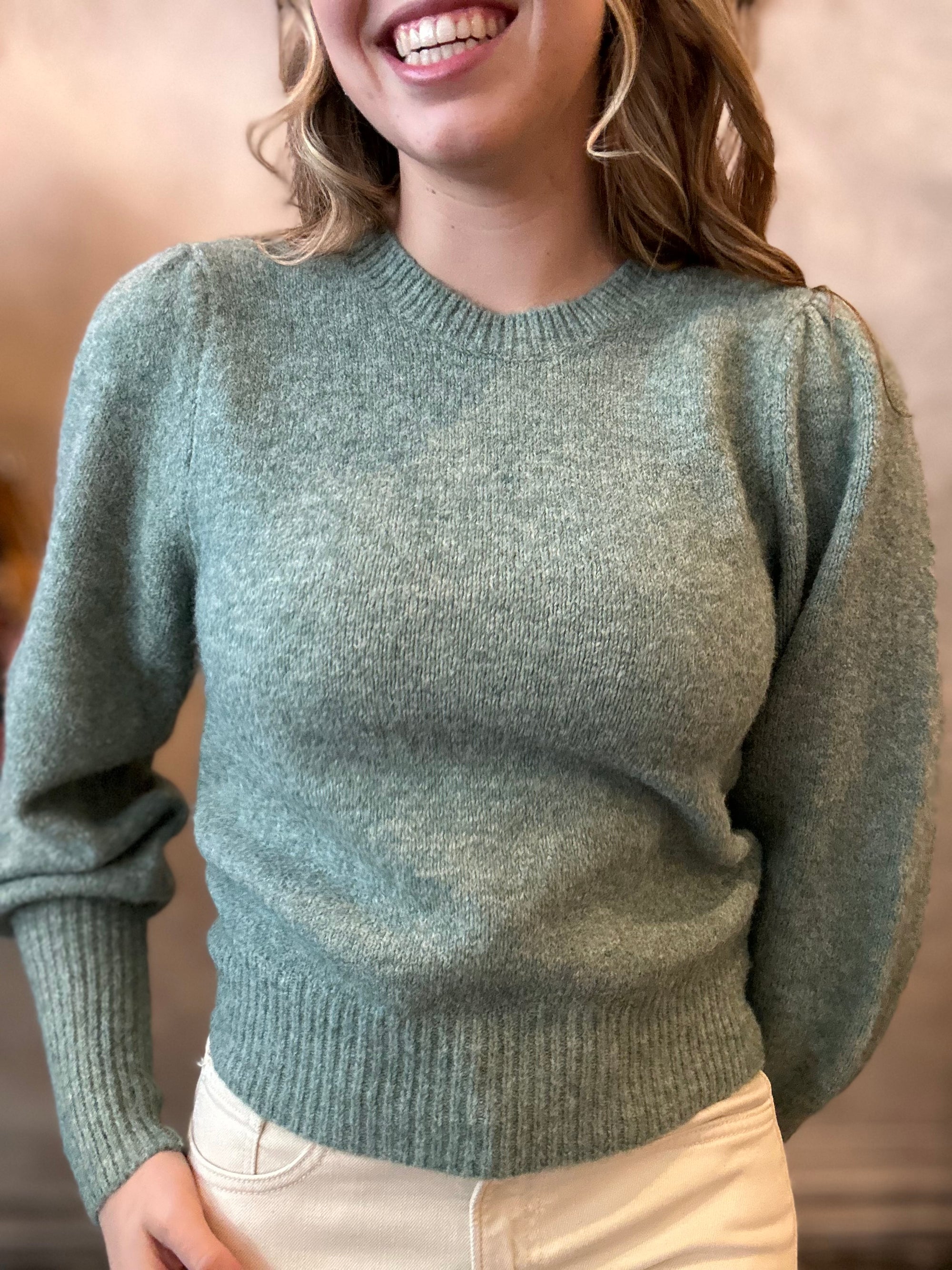 Lia Shirred Sweater - Mist