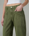 Double Pocket Barrel Jean - Moss