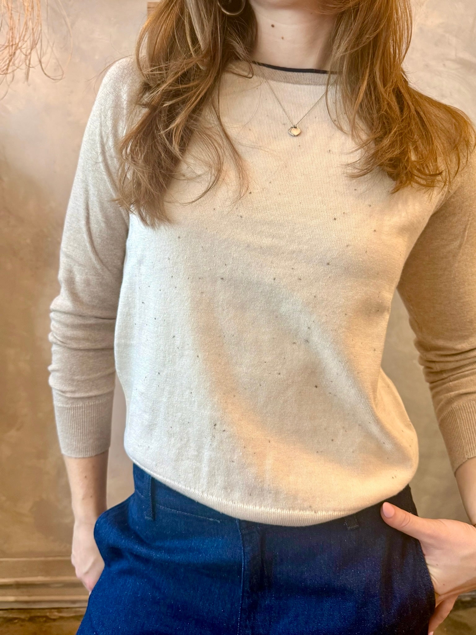 2-Tone Sweater - Cream