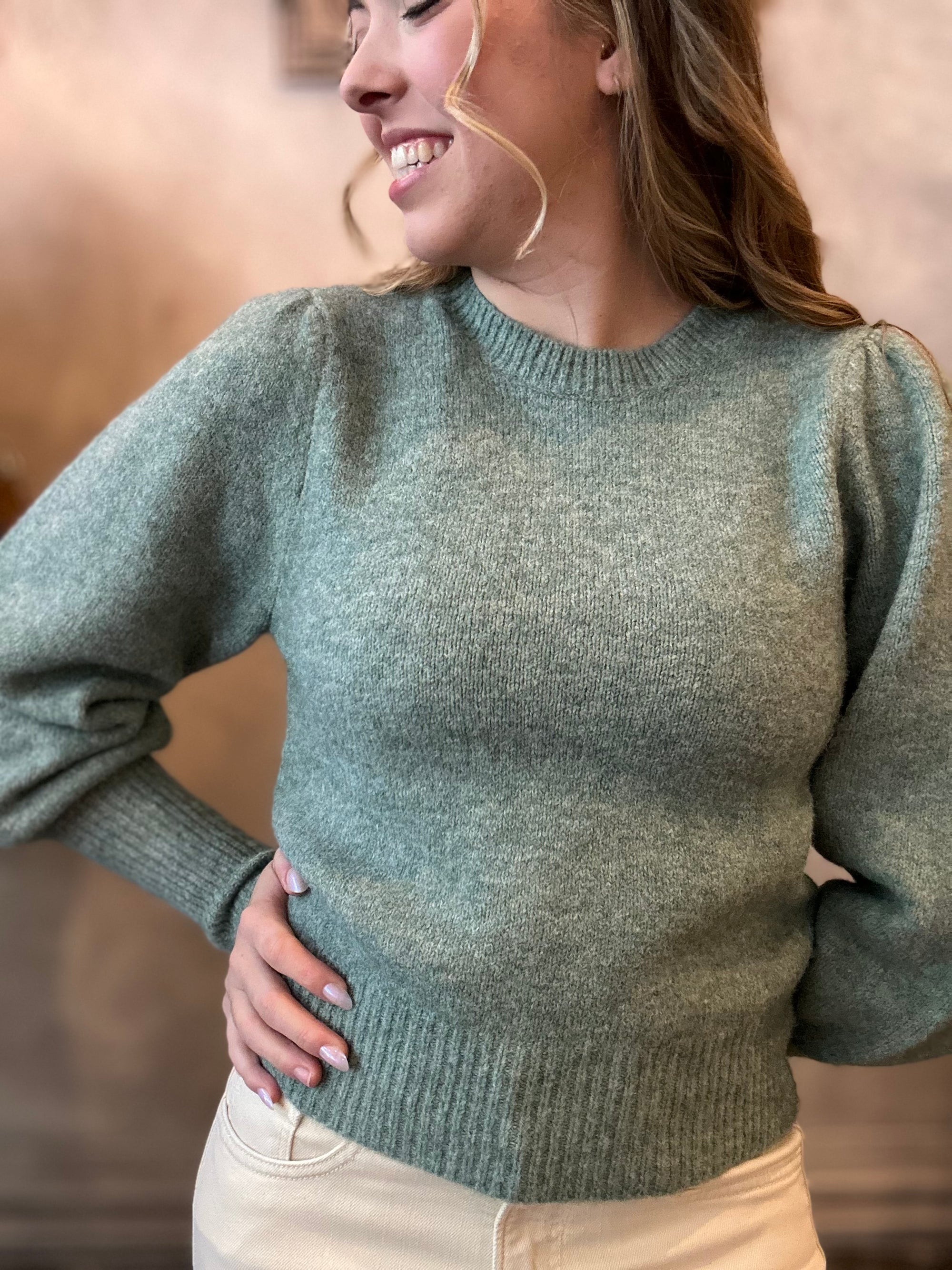 Lia Shirred Sweater - Mist