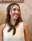 Print & Beaded Bandana - Forrest Green