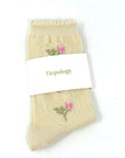 Vintage Rose & Heart Sock - Cream
