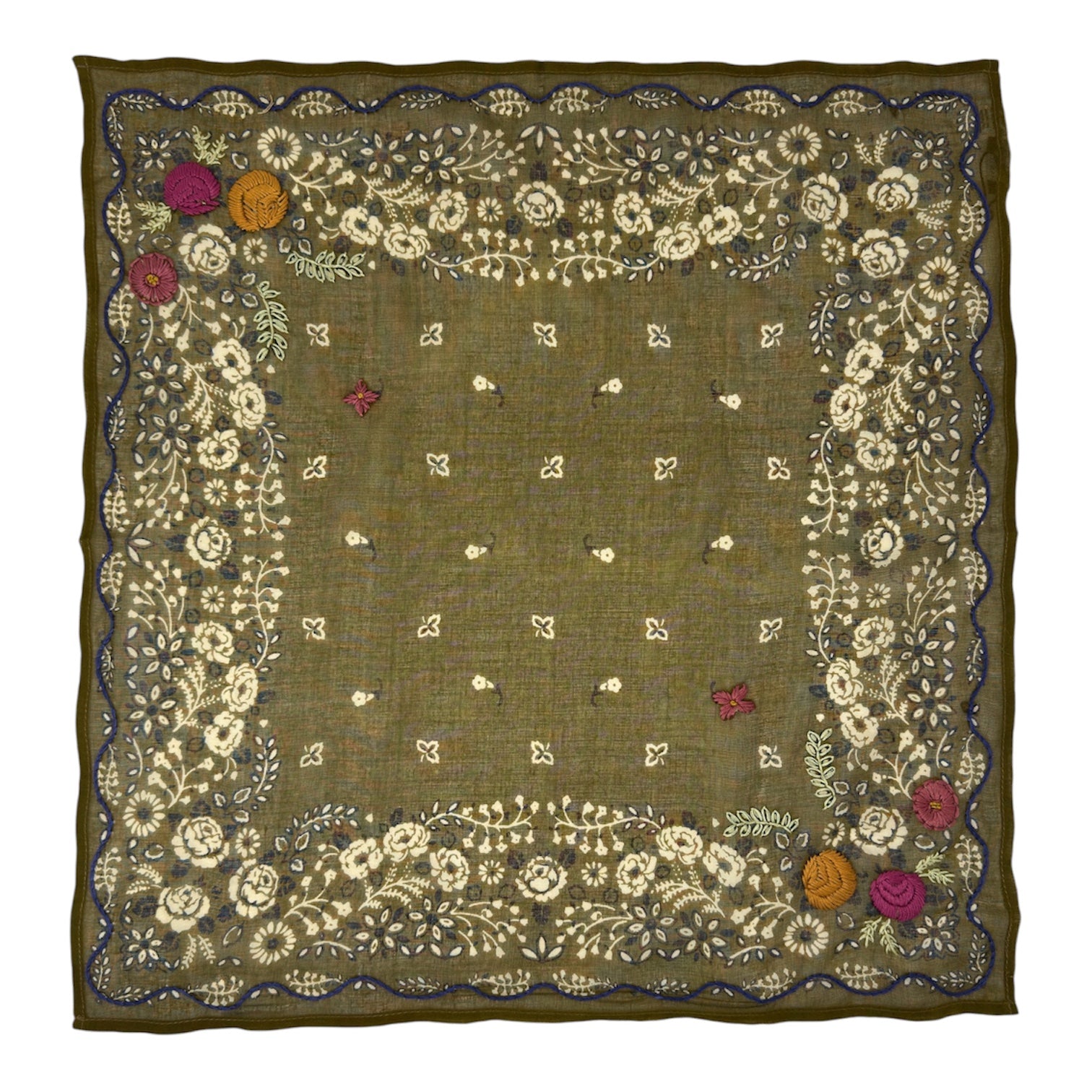 Embroidered Bandana - Olive