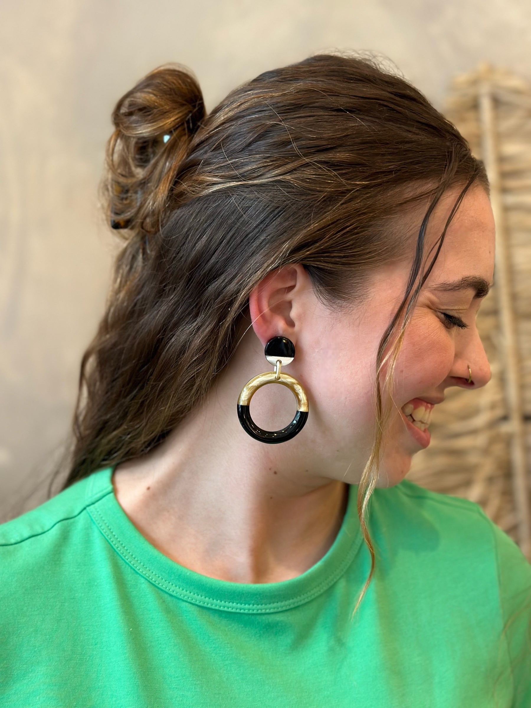 Natural Horn Drop Earring - Split