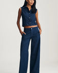 Bria Vest - Dark Linen Denim