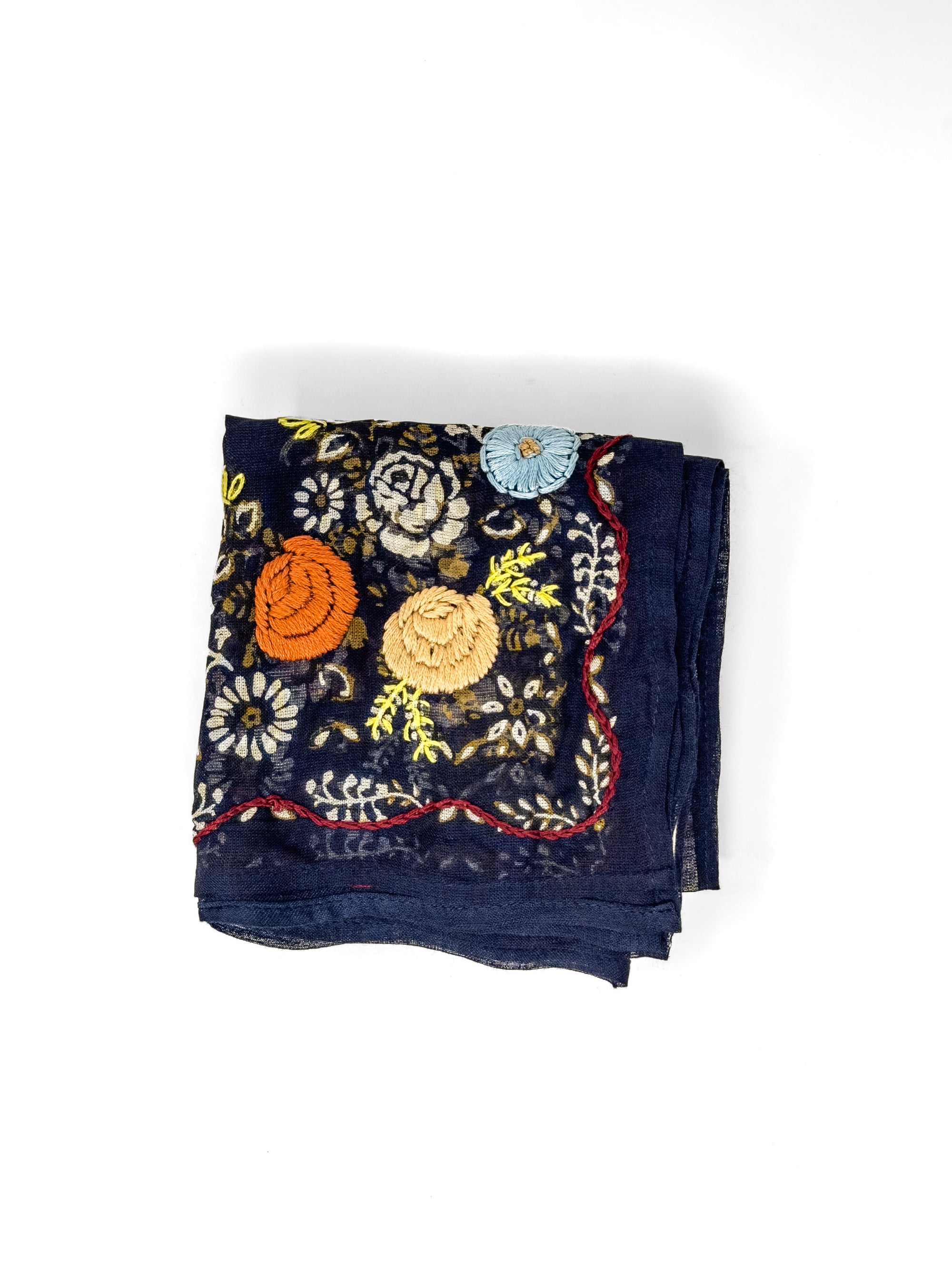 Embroidered Bandana - Mood Indigo