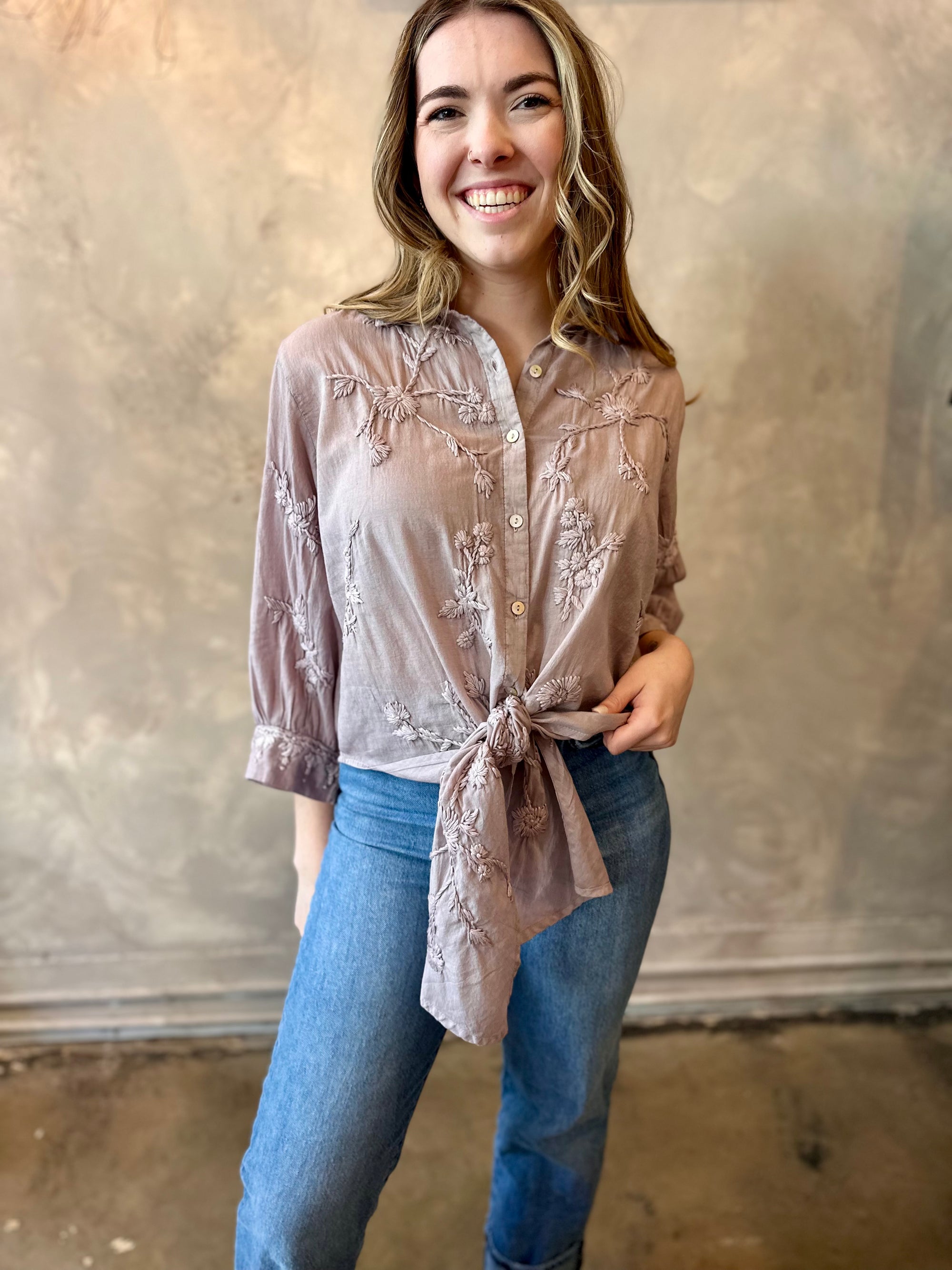 Alanis Tie Blouse - Wisteria