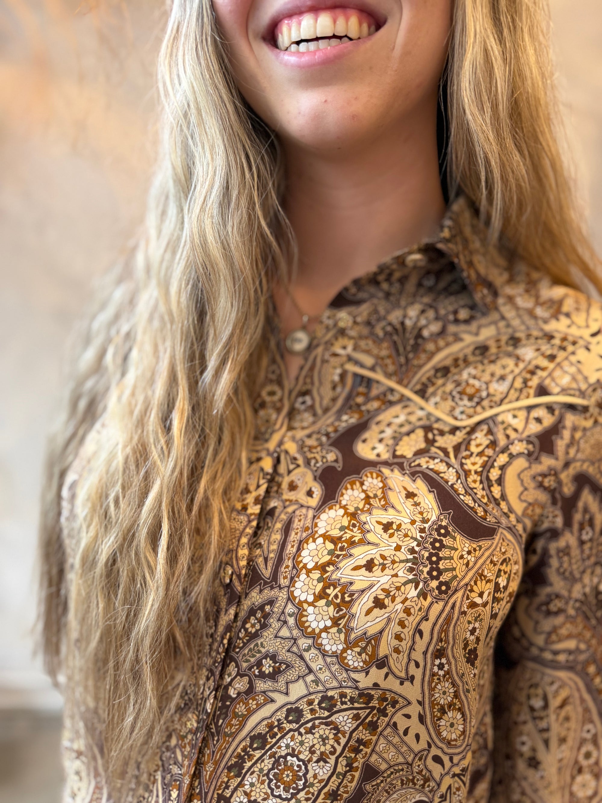 Florence Blouse - Khaki Paisley
