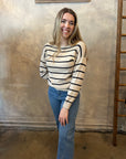 Callie Stripe Sweater - Navy & Latte