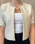 Crop Faux Leather Jacket - Natural