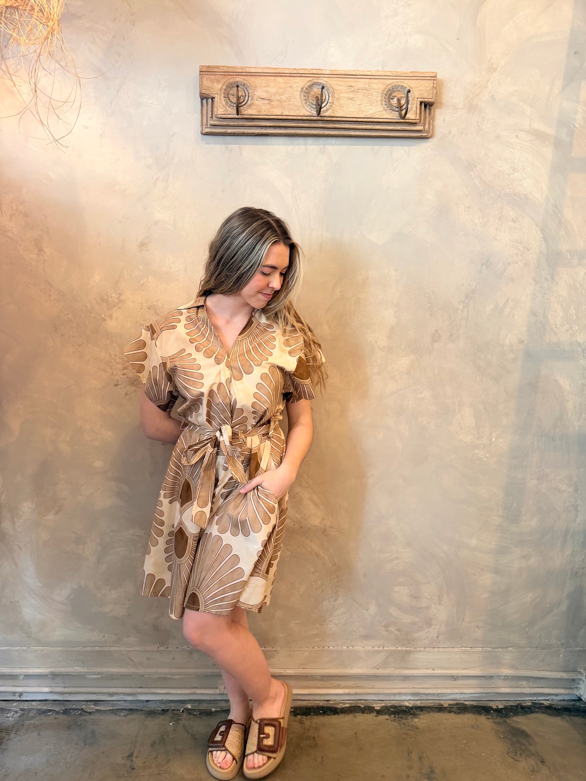 Cynthia Dress - Mocha Frond