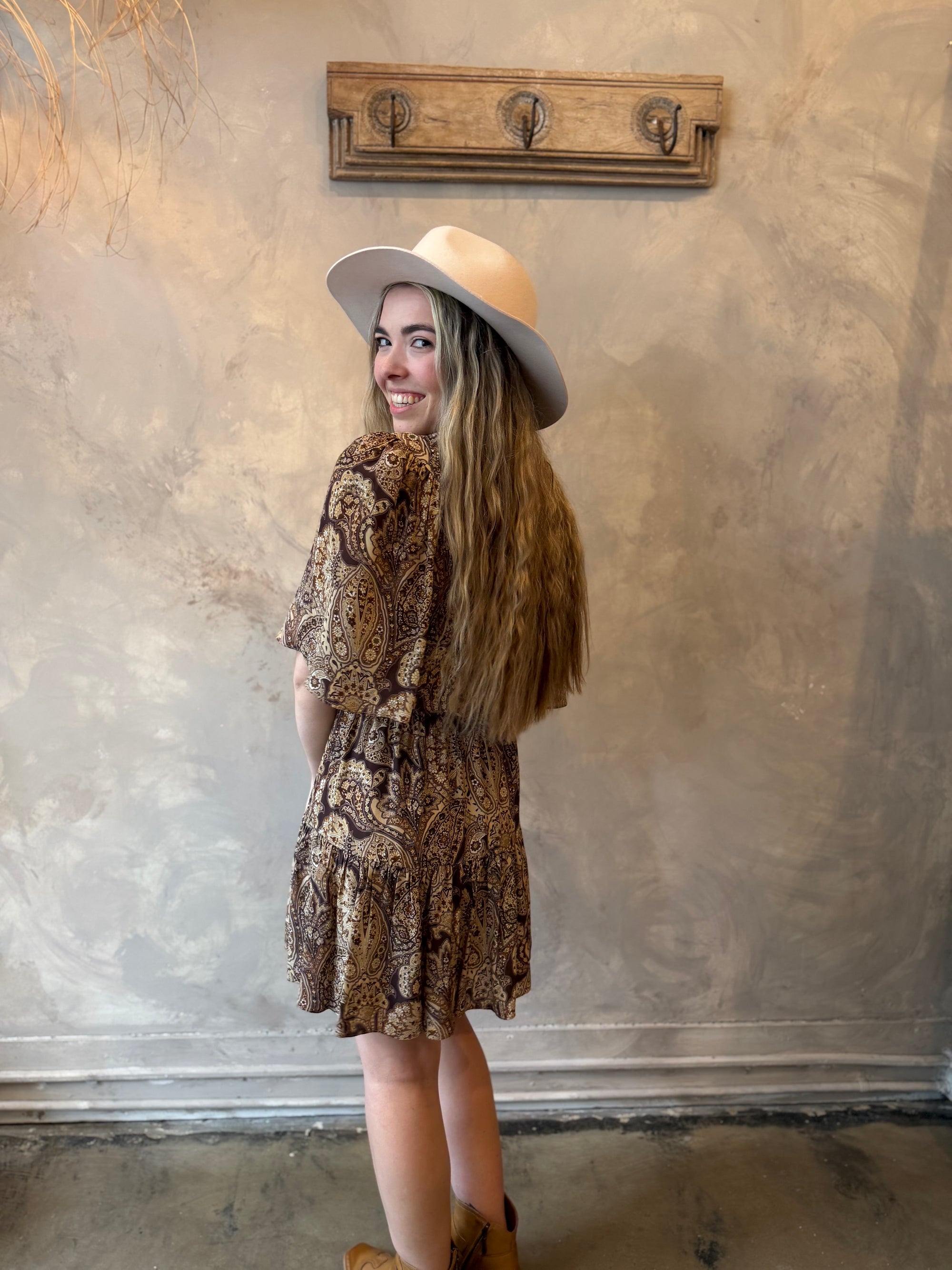 Adelyn Dress - Khaki Paisley