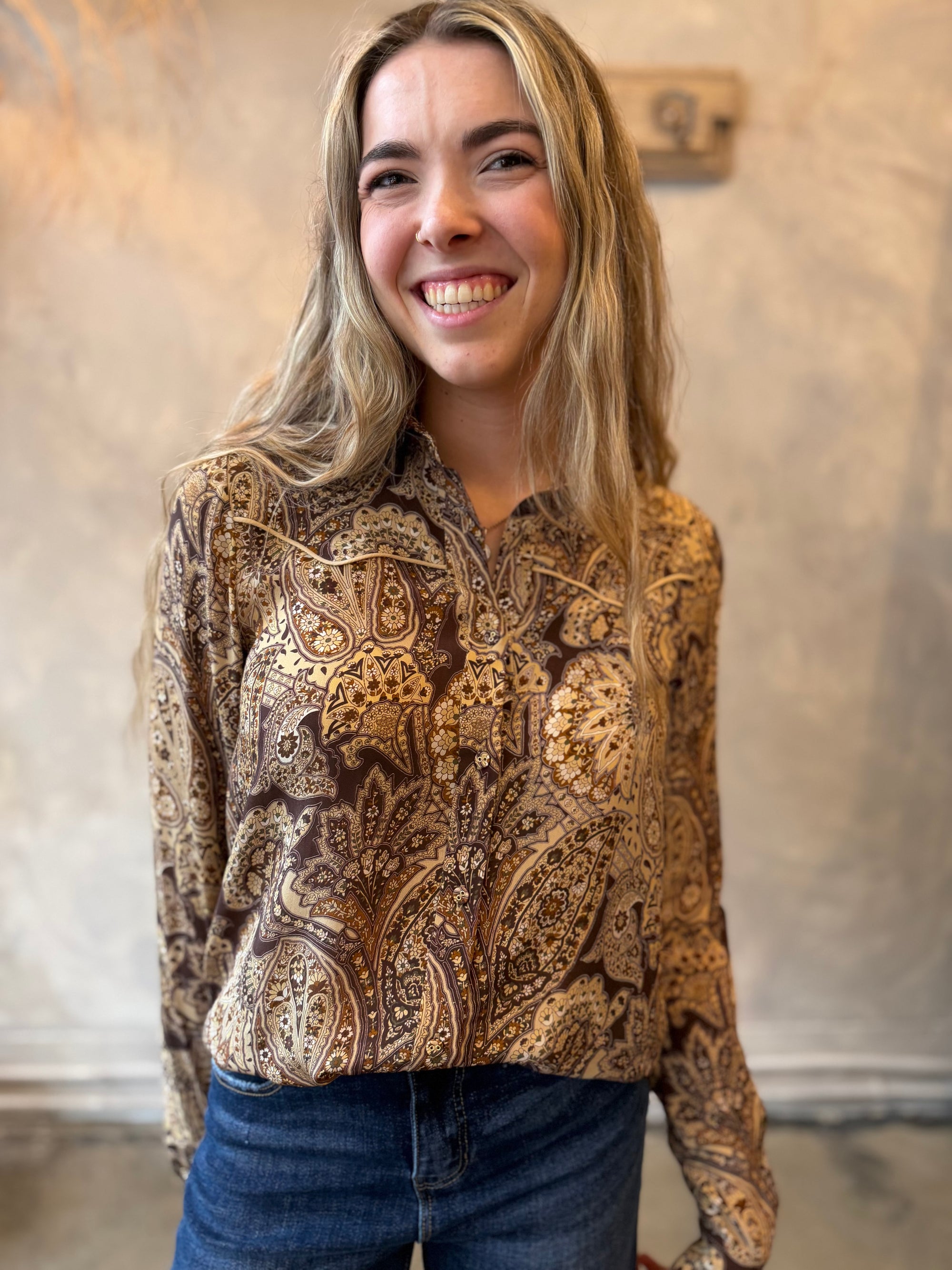 Florence Blouse - Khaki Paisley