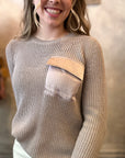 Satin Pocket Sweater - Mocha