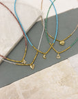 Figgy Blush Bead Necklace & Heart Charm