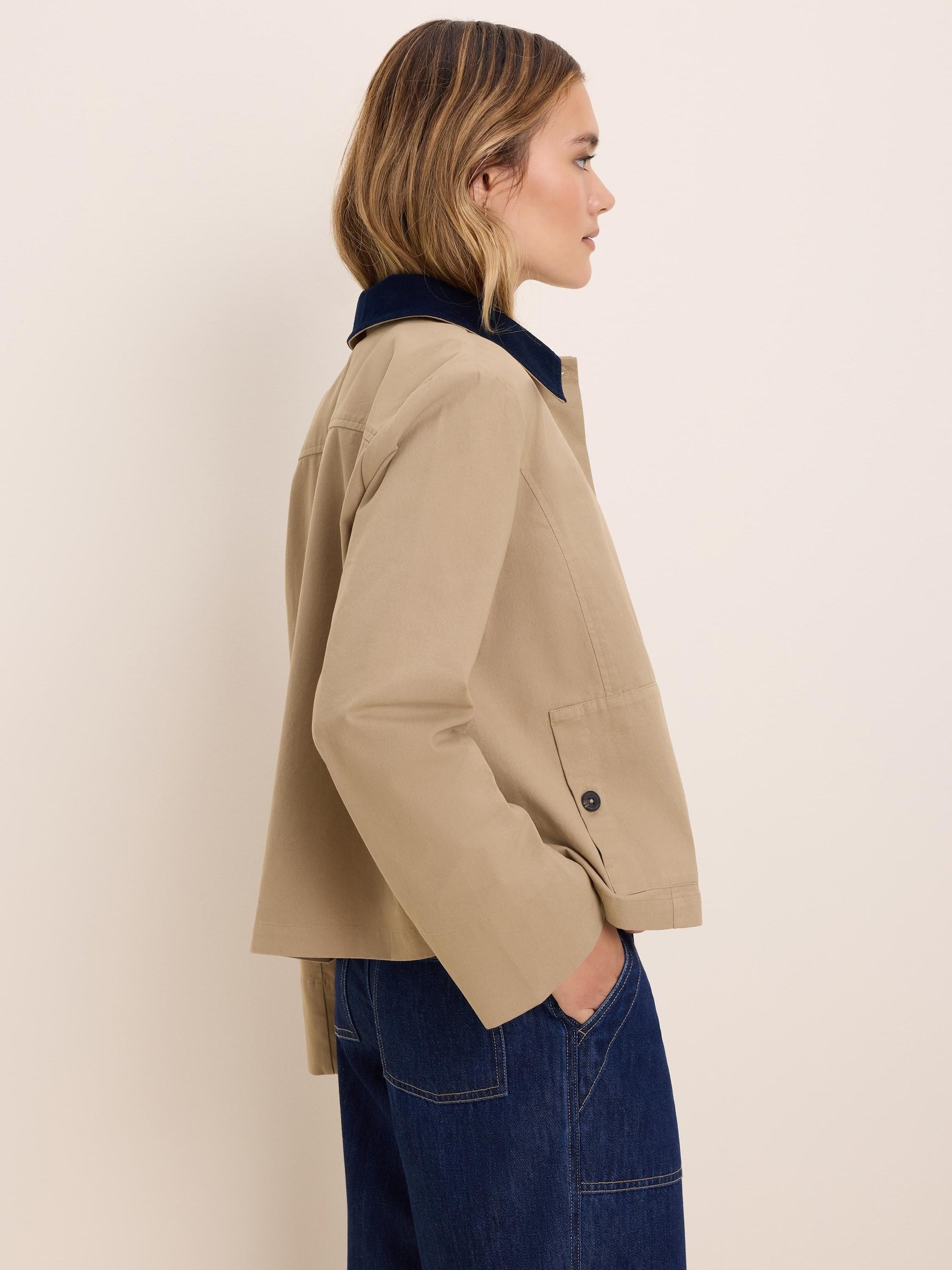 Cord Collar Twill Jacket - Chinchilla