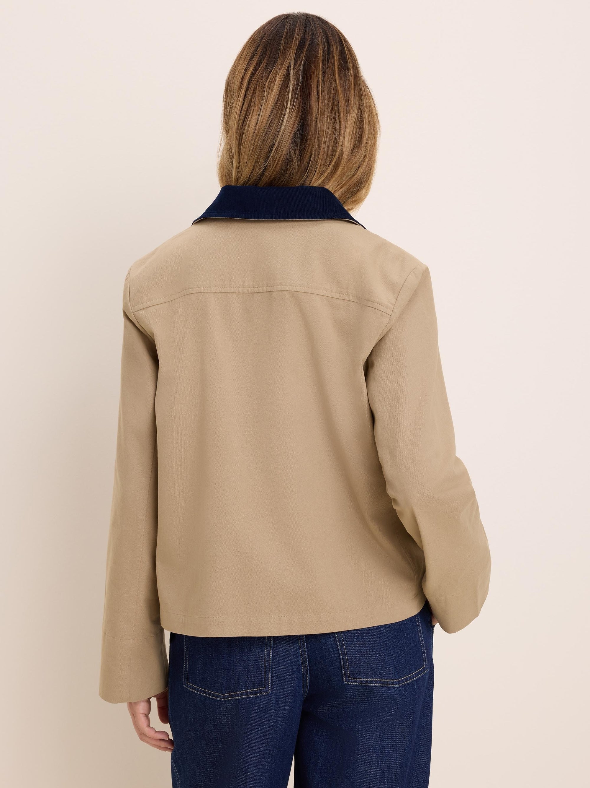 Cord Collar Twill Jacket - Chinchilla