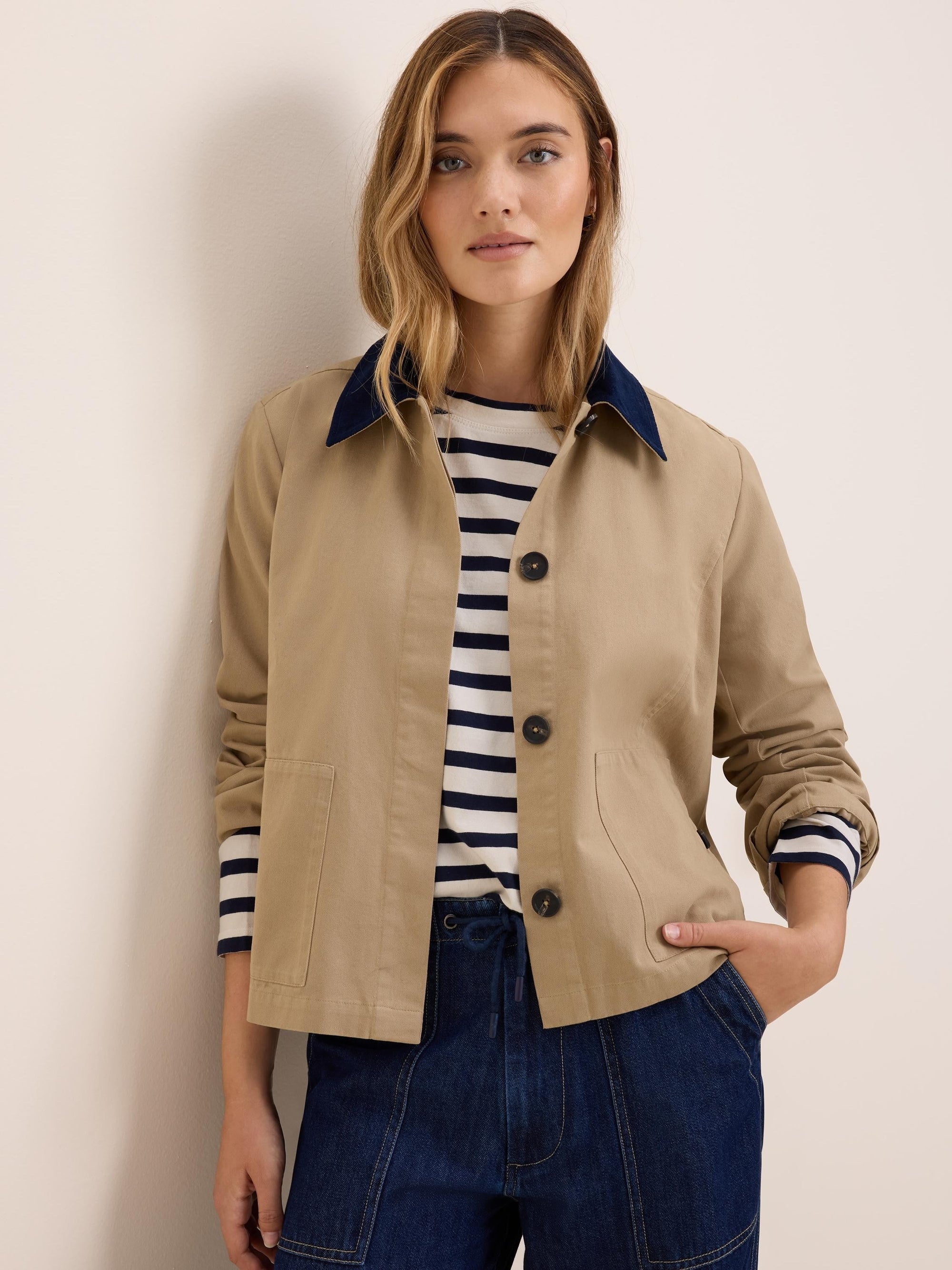 Cord Collar Twill Jacket - Chinchilla