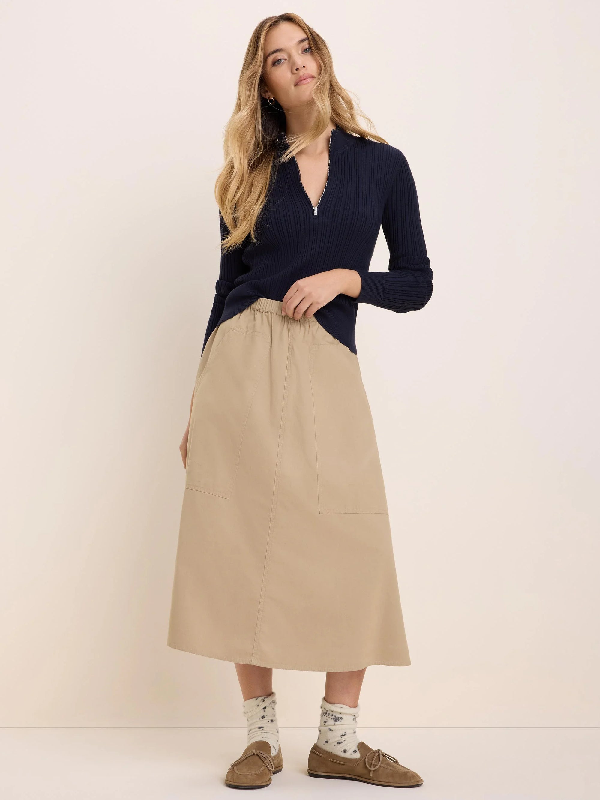 Twill Cargo Skirt - Chinchilla