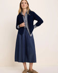 Drapey Denim Cargo Skirt - Dark Wash