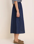 Drapey Denim Cargo Skirt - Dark Wash