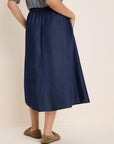 Drapey Denim Cargo Skirt - Dark Wash