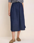 Drapey Denim Cargo Skirt - Dark Wash